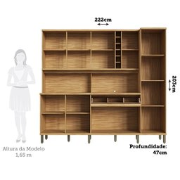 Cozinha Compacta 222cm com 8 Portas 1 Gaveta e Mini Adega 100% Mdf Suécia Espresso Móveis - 3