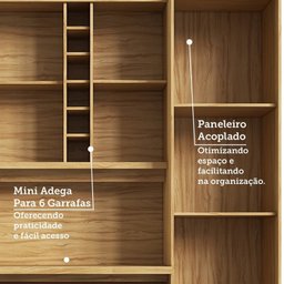 Cozinha Compacta 222cm com 8 Portas 1 Gaveta e Mini Adega 100% Mdf Suécia Espresso Móveis - 7
