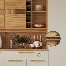 Cozinha Compacta 222cm com 8 Portas 1 Gaveta e Mini Adega 100% Mdf Suécia Espresso Móveis - 6