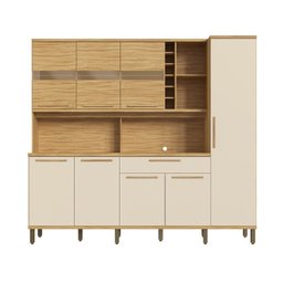 Cozinha Compacta 222cm com 8 Portas 1 Gaveta e Mini Adega 100% Mdf Suécia Espresso Móveis - 2