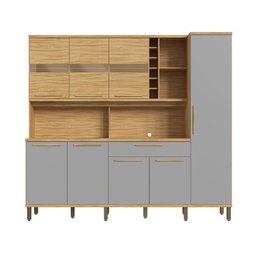 Cozinha Compacta 222cm com 8 Portas 1 Gaveta e Mini Adega 100% Mdf Suécia Espresso Móveis - 2