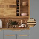 Ver imagem 6 de Armário de Cozinha Compacta 8 Portas 1 Gaveta e Mini Adega 222cm 100% MDF Suécia Espresso Móveis Cinza/Amêndoa