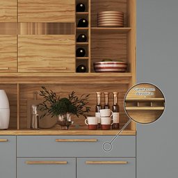 Cozinha Compacta 222cm com 8 Portas 1 Gaveta e Mini Adega 100% Mdf Suécia Espresso Móveis - 6