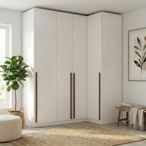 Guarda Roupa Modulado de Canto Reto 4 Portas Altezza Branco Trend