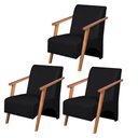 Ver imagem 1 de Kit 3 Poltronas Venus 1 Lugar Braço Madeira Maciça Courino Unidecor Preto