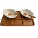 Ver imagem 1 de Petisqueira de Bambu 4 Espaços e 2 Cumbucas Ceramica Oval e Utensilios do Chef