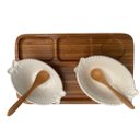 Ver imagem 2 de Petisqueira de Bambu 4 Espaços e 2 Cumbucas Ceramica Oval e Utensilios do Chef