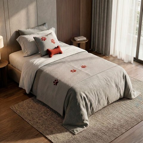 Kit 3 Pçs Peseira Cama Solteiro Impermeável e Almofada Cheia para Pet: Cinza