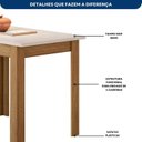 Ver imagem 5 de Conjunto Sala de Jantar Mesa Bellagio 108cm com 4 Cadeiras Clara Yescasa Carvalho/Off White