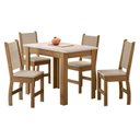 Ver imagem 2 de Conjunto Sala de Jantar Mesa Bellagio 108cm com 4 Cadeiras Clara Yescasa Carvalho/Off White