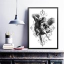 Ver imagem 2 de Quadro São Miguel Arcanjo Preto e Branco 45x34cm:madeira Branca