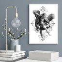 Ver imagem 1 de Quadro São Miguel Arcanjo Preto e Branco 45x34cm:madeira Branca