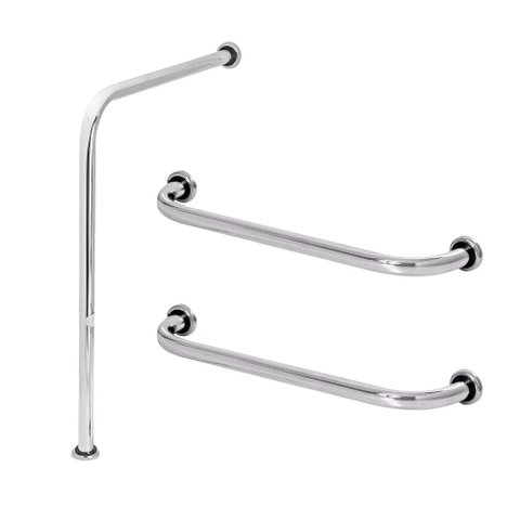 Barra De Apoio Para Vaso Sanitário e 2 Alça Reta Idoso 60cm