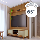 Ver imagem 6 de Rack com Painel Ripado para TV até 65 Polegadas MDF 179CMX244CM Frisado Milo Marrom e Bege