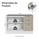 Ver imagem 4 de Balcão de Pia 120 cm 2 Portas 3 Gavetas (com Tampo) Branco/Crema Vik Madesa
