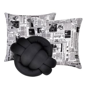 Kit 2 Almofadas Decorativas cheias mais Almofada Nó Preto