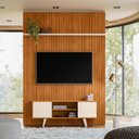 Ver imagem 1 de Rack com Painel para TV até 65 Polegadas MDF 179cm x 244,5cm New Panorama Marrom Cinamomo/Off White