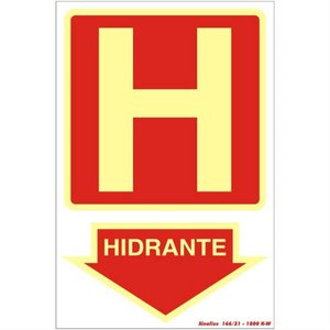 Placa de Pvc Fotoluminescente Auto-adesiva 20x30cm Hidrante - 250 Be - Sinalize