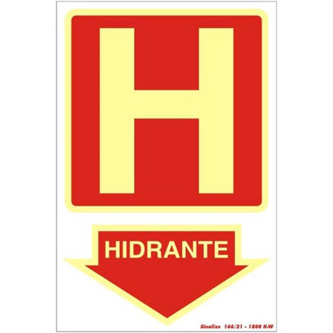 Placa de Pvc Fotoluminescente Auto-adesiva 20x30cm Hidrante - 250 Be - Sinalize