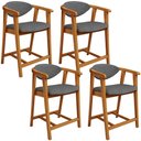 Ver imagem 1 de Kit 04 Banquetas Baixa Cozinha Sala de Jantar Bancada Cecília L02 Linho Cinza Escuro - Lyam Decor