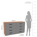 Ver imagem 3 de Cômoda para Quarto 8 Gavetas Valência Cinza/Freijó