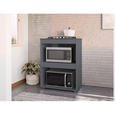 Balcão Adriana para Cooktop 4 ou 5 Bocas Cinza - Ajl Móveis