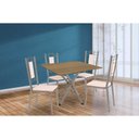 Ver imagem 1 de Conjunto: Mesa Sala Jantar Volga C/ Tampo de Madeira 90cm e 4 Cadeiras Florença Niquel/nogueira -