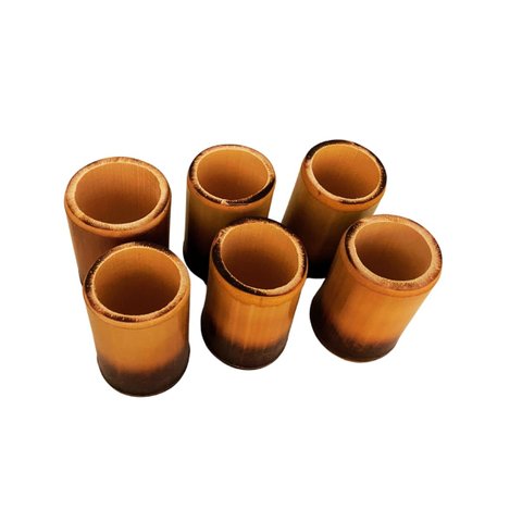 Kit com 6 Copos de Bambu Flambado 50ml Nc Caieiras