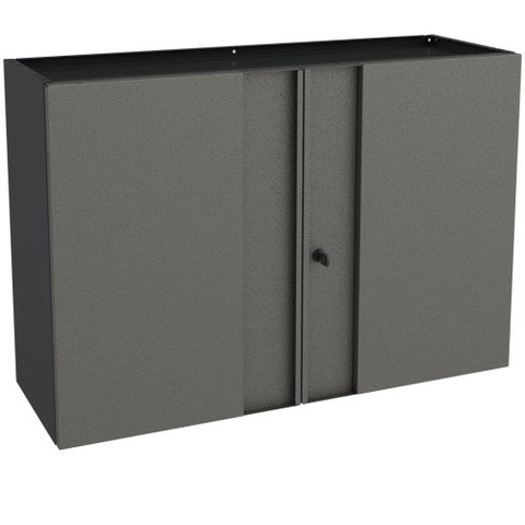 Armário Aéreo de Cozinha em Aço Multibox 2 Portas Cinza/preto - Telasul