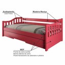 Ver imagem 4 de Bicama Solteiro American Estilo Sofá em Madeira Maciça