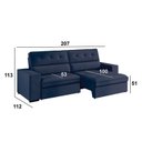 Ver imagem 4 de Sofá 3 Lugares Retrátil e Reclinável Veludo Soft 207cm Grécia Azul