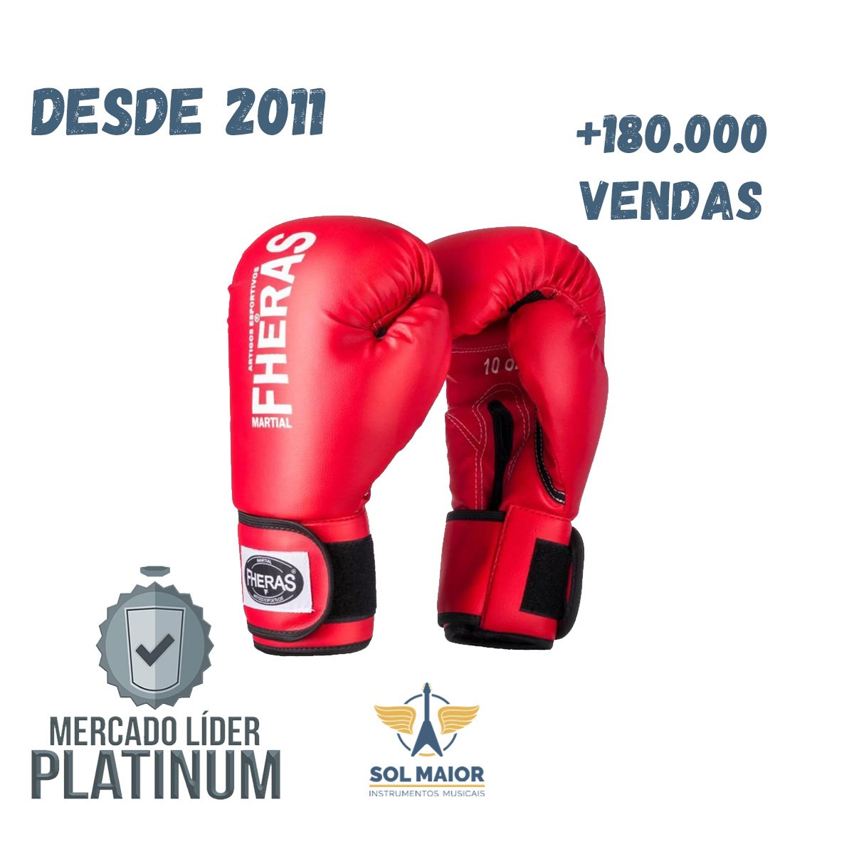 Kit Luvas Boxe Tradicional FHERAS + Bandagem e Protetor Bucal - 08 OZ - Vermelho - 8