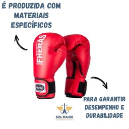Kit Luvas Boxe Tradicional FHERAS + Bandagem e Protetor Bucal - 08 OZ - Vermelho - 4