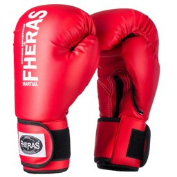 Kit Luvas Boxe Tradicional FHERAS + Bandagem e Protetor Bucal - 08 OZ - Vermelho - 1