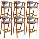 Ver imagem 1 de Kit 06 Banquetas Alta para Cozinha Bancada Bar Sala de Jantar Fixa Cecília L02 Bouclê Cinza - Lyam