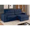 Ver imagem 1 de Sofá 4 Lugares Retrátil e Reclinável Veludo Soft 250cm Grécia Azul