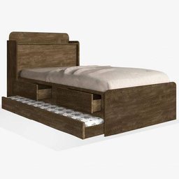 Cama Solteiro Tamires Baú Castanho Com Auxiliar - 2