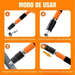 Pistola de Fixaçao Finca Pino Pressao Epi Segurança Acessorios Obra Reparo Construçao Proteçao Prego - 7