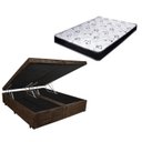 Ver imagem 1 de Cama Box Baú Queen Bi-Partido Green Marrom Suede + Colchão Espuma D33 138x188x17