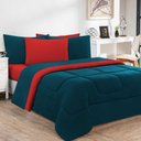 Ver imagem 1 de Kit Edredom + Jogo de Lençol Malha 100% Algodão Gran Moratta 6 Peças King - Azul Petróleo-