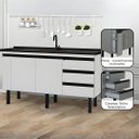 Ver imagem 2 de Gabinete de Cozinha 3 Gavetas Armário de Pia 2 Porta 144cm:Branco