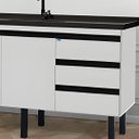 Ver imagem 4 de Gabinete de Cozinha 3 Gavetas Armário de Pia 2 Porta 144cm:Branco