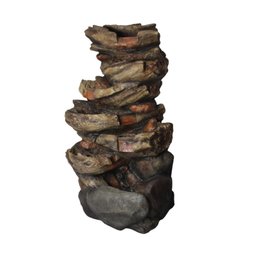 Fonte de Água Pedra Decorativa Cascata Grande Luz Led Jardim - 6