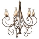 Ver imagem 5 de Luminária de Ferro com 8 Bocais Rústica com Cúpulas de Vidro - Dourado