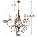 Ver imagem 2 de Luminária de Ferro com 8 Bocais Rústica com Cúpulas de Vidro - Dourado