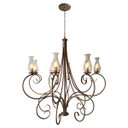 Ver imagem 1 de Luminária de Ferro com 8 Bocais Rústica com Cúpulas de Vidro - Dourado