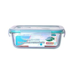Pote Hermético Vidro Marmita 640ml Microondas Retangular - 2