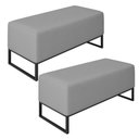 Ver imagem 1 de Kit 02 Puffs Decorativo Para Sala de Estar Cléo W01 Base de Ferro 90 cm Suede Cinza - Lyam Decor