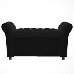 Recamier Baú Sapateira Louis 160x Cama Queen Size Suede Preto - Majú Deor - 1