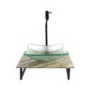 Ver imagem 2 de Gabinete de Vidro com Cuba Quadrada Incolor com Tampo de Vidro 40cm X 40cm Mármore Marfim